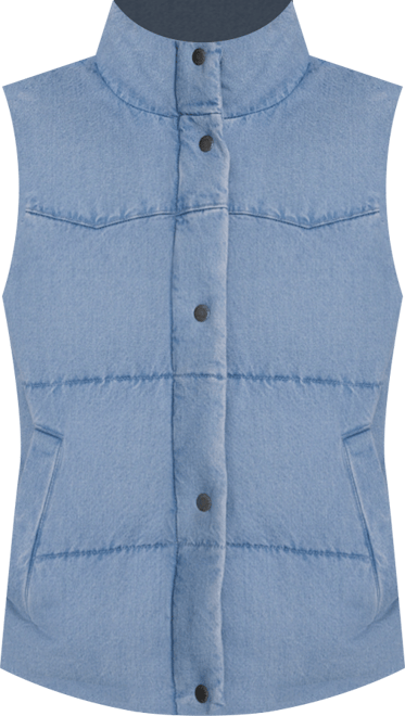Women's Regular Western Stand Collar Puffer Vest Jacket