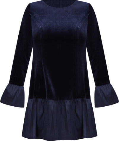 Women's Velvet Combo Flounce Pull-On Midi Dress