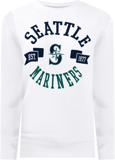 Women's White Seattle Mariners Team Logo Fleece Pullover Sweatshirt