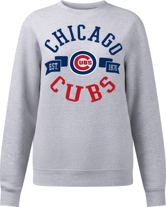 Women's Heather Gray Chicago Cubs Team Logo Fleece Pullover Sweatshirt