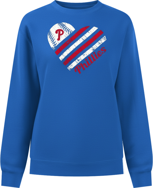 Women's Royal Philadelphia Phillies Heart Logo Fleece Pullover Sweatshirt
