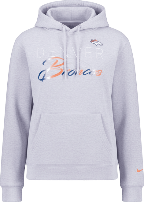 Women's Gray Denver Broncos Shadow Logo Fleece Pullover Hoodie