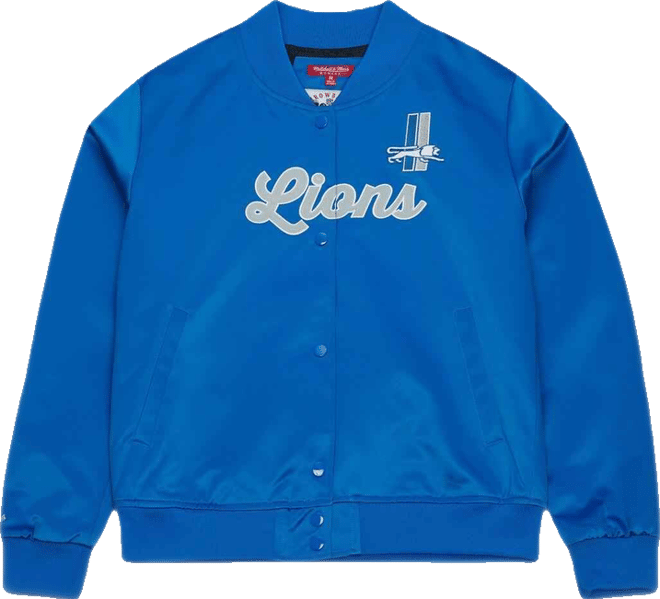 Women's Blue Detroit Lions Full-Snap Satin Jacket