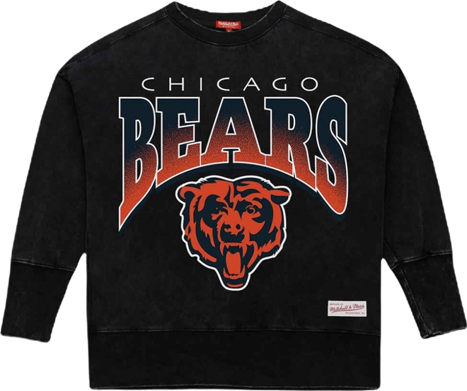 Women's Black Chicago Bears Delineate Mineral Wash Crewneck Sweatshirt