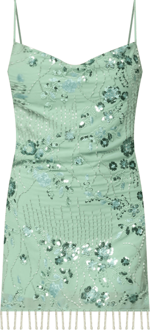 Women's Embellished Fringed Backless Mini Dress