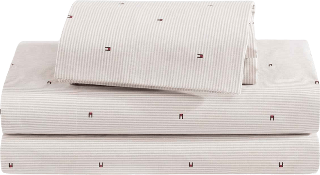 Ithaca Flag Stripe Cotton Percale 4-Piece Sheet Set, Full