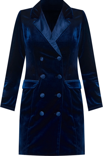 Juniors' Notch-Lapel Tuxedo-Style Velvet Dress