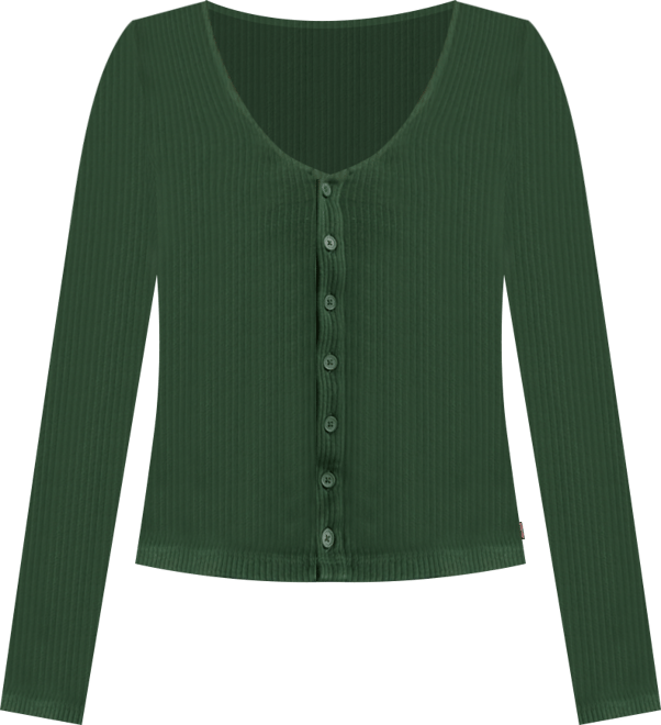 Women's Muse Ribbed Long-Sleeve Button-Up Top