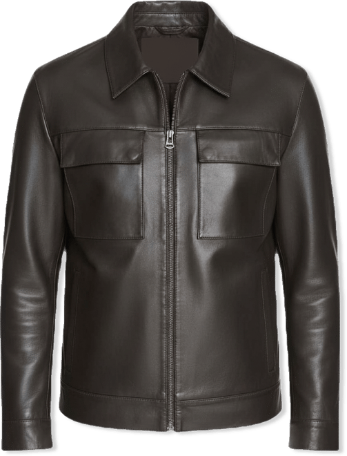 Men's Bonded Leather Trucker Jacket