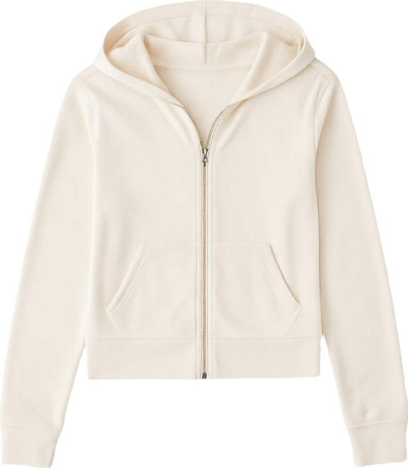 Juniors' Ribbed Velour Zip-Up Hoodie
