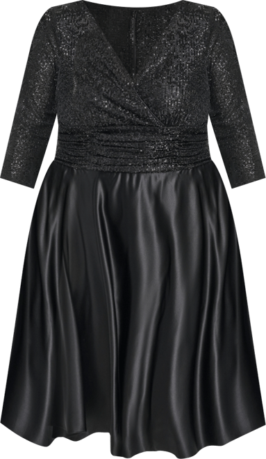 Plus Size 3/4-Sleeve V-Neck Dress