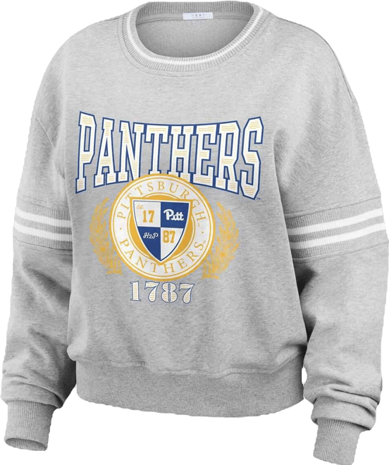 Women's Heather Gray Pitt Panthers Classic Stripe Pullover Sweater