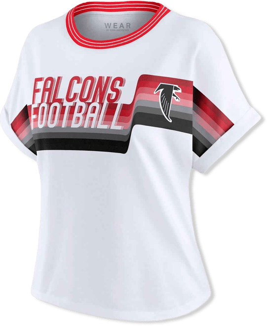 Women's White Atlanta Falcons Cropped Center Stripe Dolman T-Shirt
