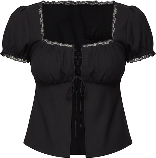 Women's Lacey Split Front Lace Up Top