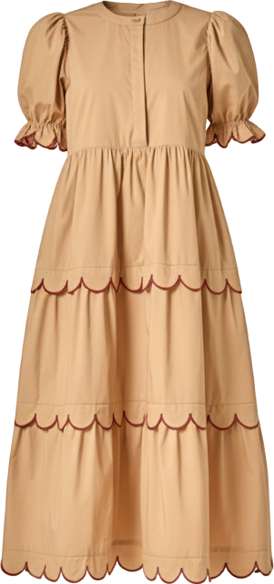 Women's Contrast Scallop Edge Midi Dress