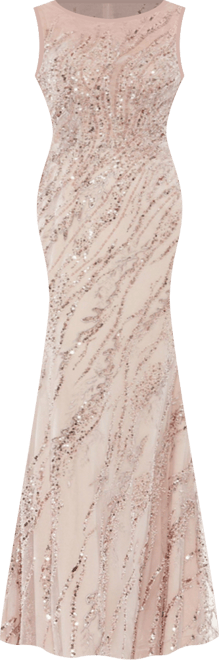 Women's Sleeveless High Neck Sequin Beaded Gown