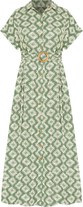 Women's Midi Shirt Dress With Matching Belt