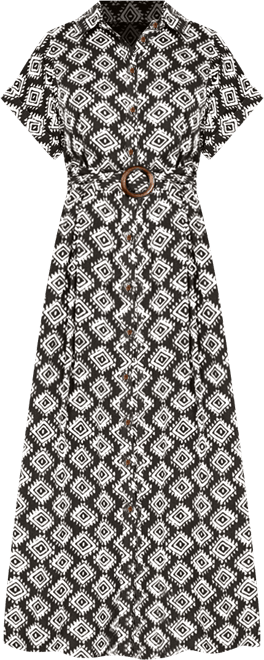 Women's Midi Shirt Dress With Matching Belt