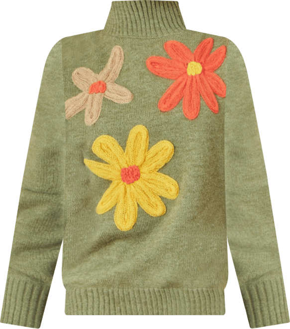 Women's Floral Detail High Neck Knit Sweater
