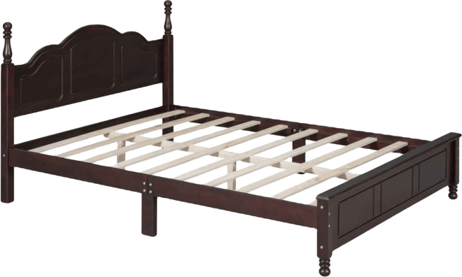 Streamdale Retro Style Queen Size Wood Bed Frame with Slat Support