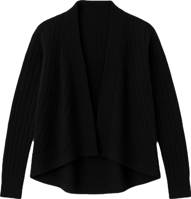 Women's 100% Pure Cashmere 4-ply Cable-knit Drape-front Open Cardigan Sweater