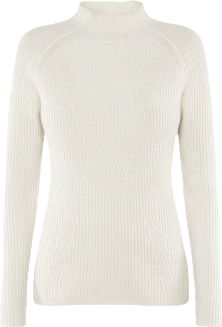 Women's 100% Pure Cashmere Long Sleeve Chunky Rib Funnel Neck Sweater