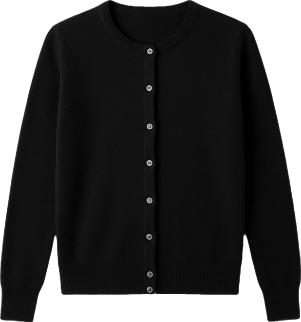 Women's 100% Cashmere Button Front Long Sleeve Crewneck Cardigan Sweater