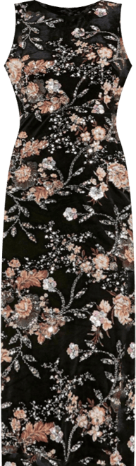 Mac Duggal Women's Embroidered Velvet High Neck Sleeveless Midi Dress -  Macy's