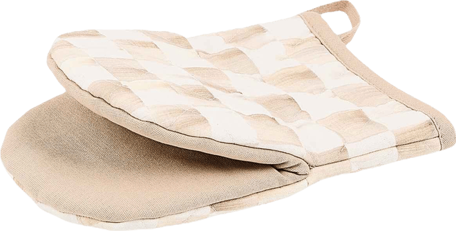 Mocha Check Cotton Mini Oven Mitt