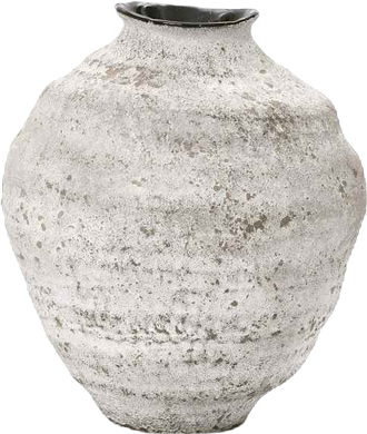 11.54" Rustic Gray Round Ceramic Vase, Textured Accent for Home Decor
