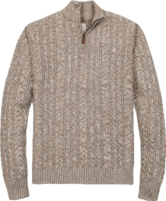 Men's Organic Half Zip Cable Pullover Sweater