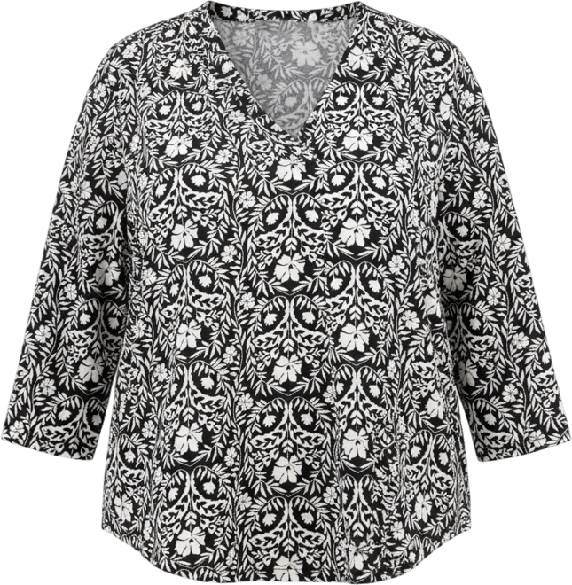 Plus Size Solid V-Neck 3/4-Sleeve Top, Exclusively at Macy's