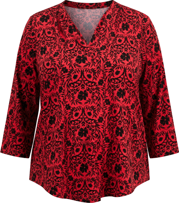 Plus Size Solid V-Neck 3/4-Sleeve Top, Exclusively at Macy's