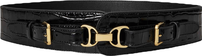 Women's Equestrian Croc-Embossed Leather Belt