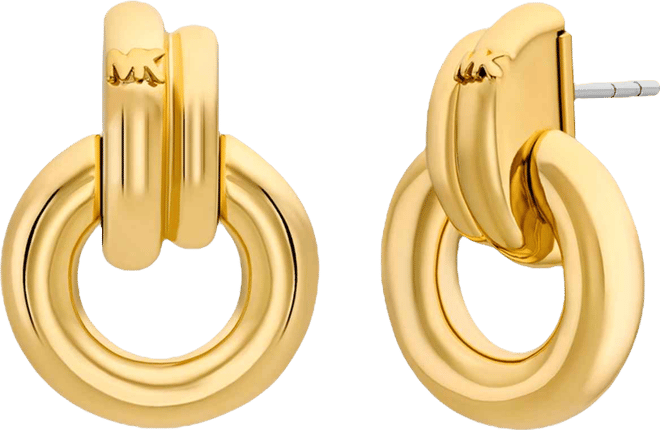 Gold Tone Torus Drop Earrings