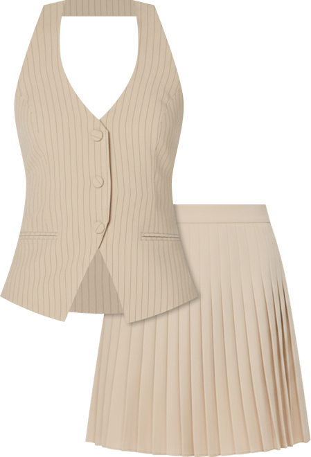 Women's V-Neck Vest Combo Dress