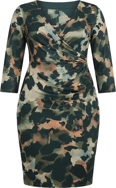 Plus Size Faux Wrap Dress