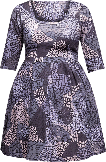 Plus Size Three Quarter Sleeve Fit and Flare Dress