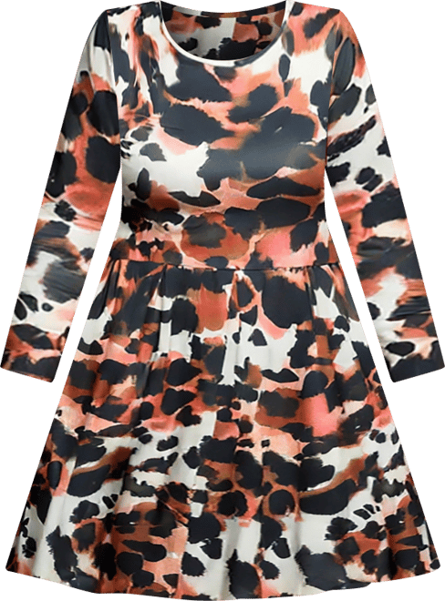 Plus Size Long Sleeve Midi Dress