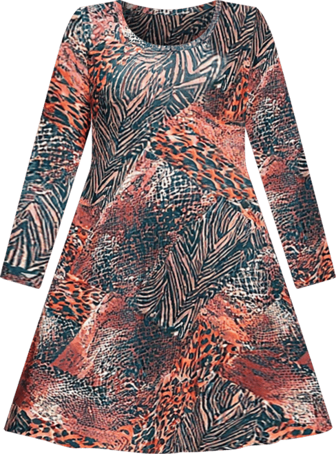 Plus Size Long Sleeve Fit and Flare Dress