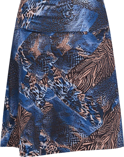 Plus Size Blue Animal Print Midi Skirts