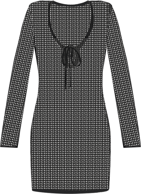 Women's Plunge Neck Crochet Mini Dress, Regular and Plus