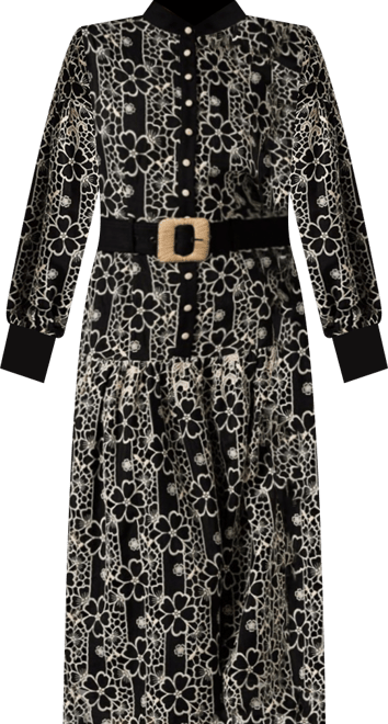 Women's Long Sleeve Belted Shirt Dress