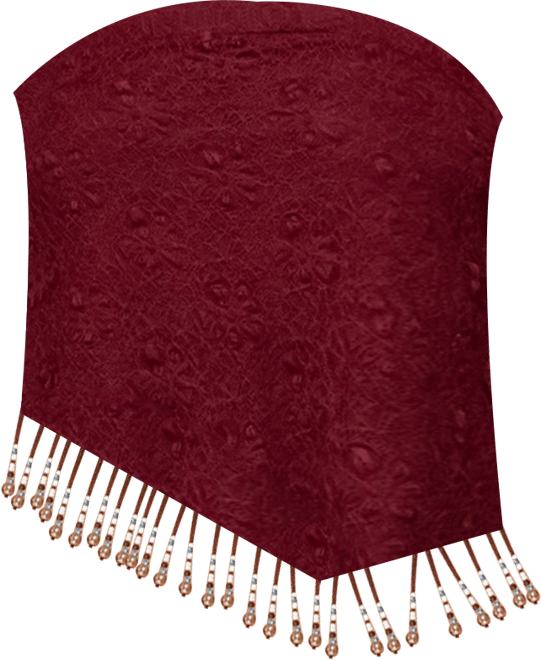 Women's Textured Asymmetric Bead Fringe Strapless Top