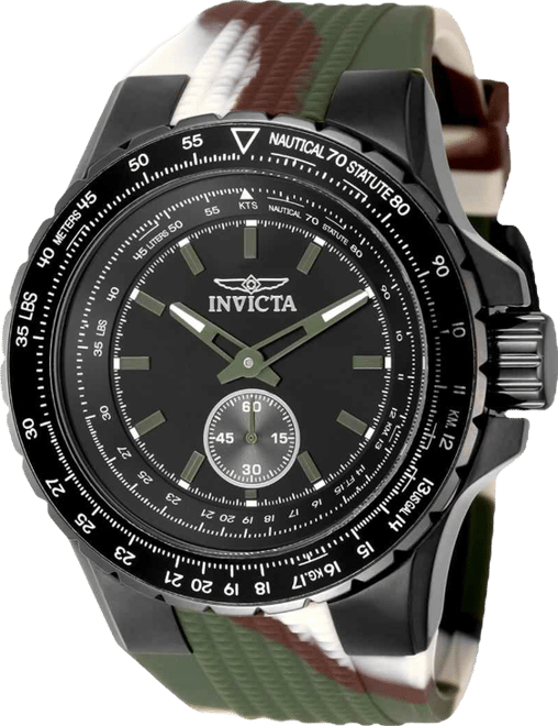 Men's 49320 Aviator Quartz Multifunction Black Dial Watch