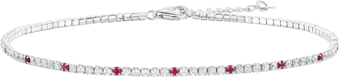 Sterling Silver, Round Cz Tennis Anklet