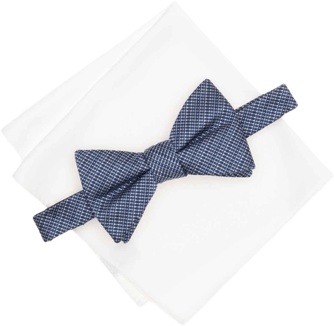 Men's Balaton Stripe Bow Tie & Solid Pocket Square Set, Exclusively at Macy's