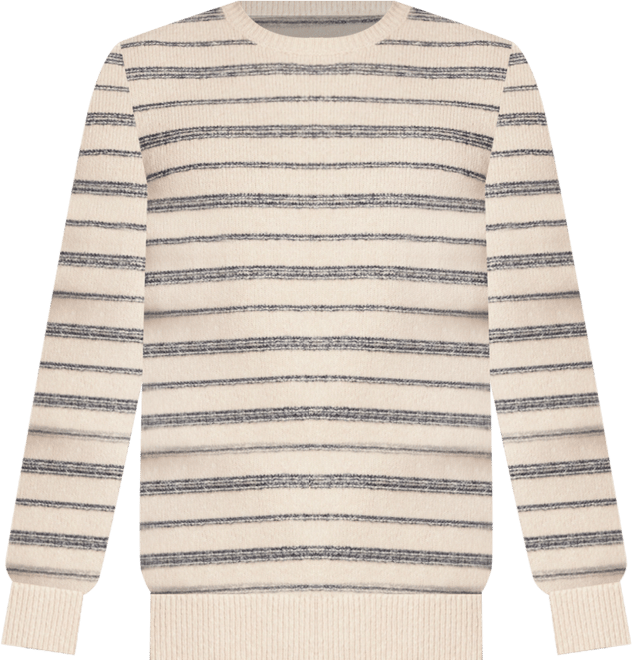 Men's Fuzzy Striped Crewneck Sweater