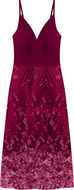 Darleen Deep-v Floral-Applique Dress