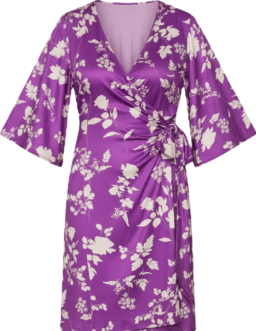 Plus Size Gemini Wrap Dress with Contrast Lined Sleeves